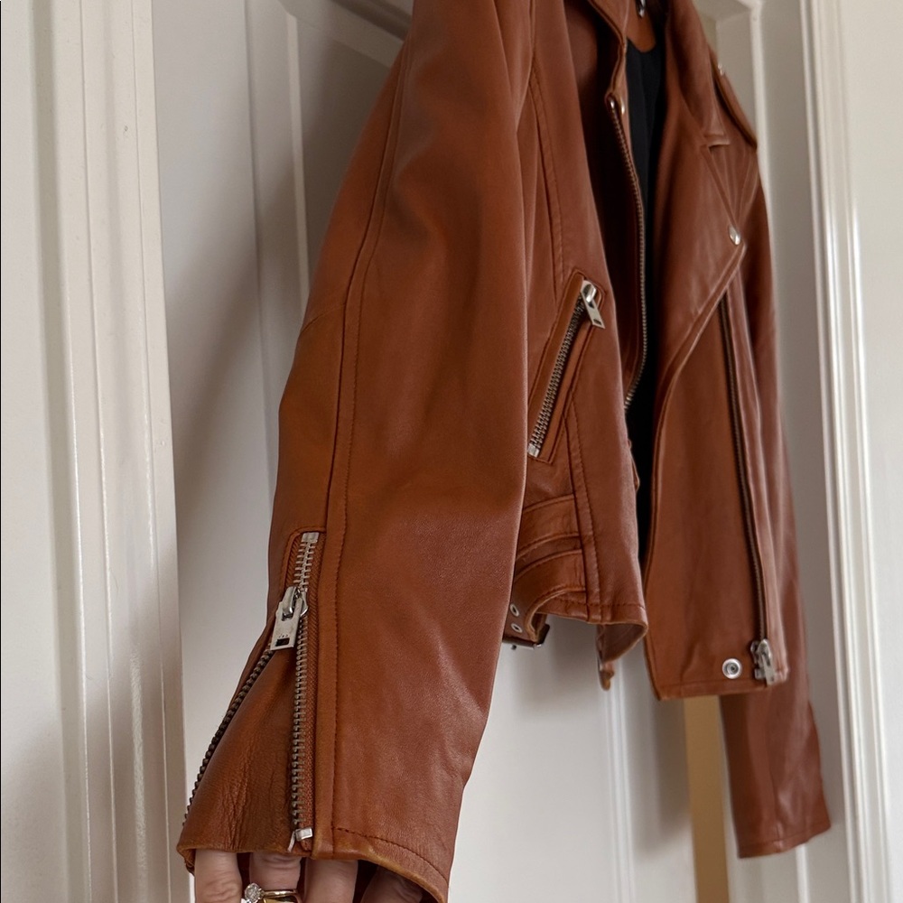IRO Ashville Camel Brown Leather Jacket with Silver Accents - Picture 2 of 12